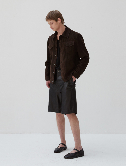 Italian suede Trucker JK_Deep Brown