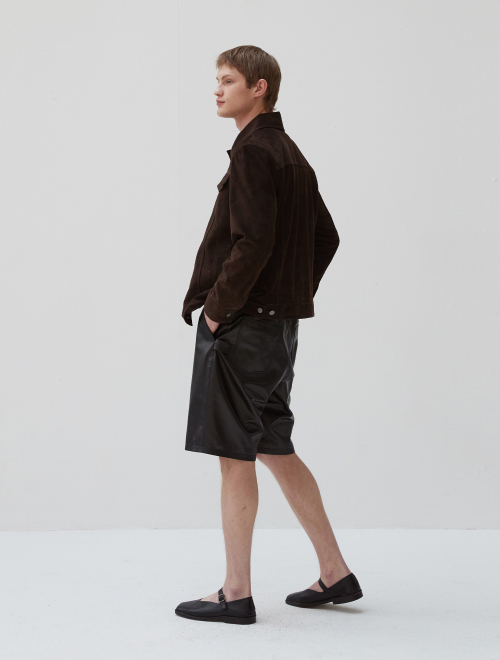 Italian suede Trucker JK_Deep Brown
