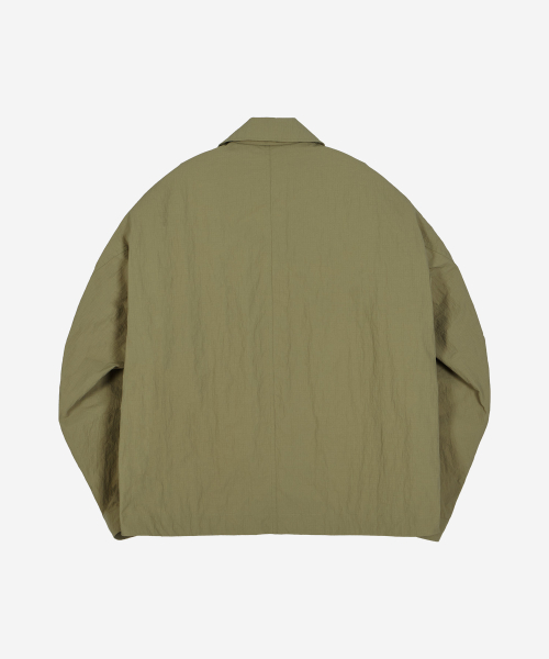 Nylon Taslan Half Zip-Up Anorak Jacket - KHAKI