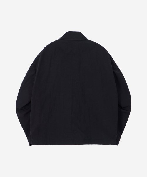 Nylon Taslan Half Zip-Up Anorak Jacket - BLACK