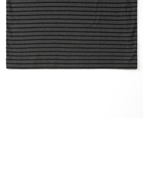 RIBBED STRIPE HALF RINGER T-SHIRTS (CHARCOAL GREY)