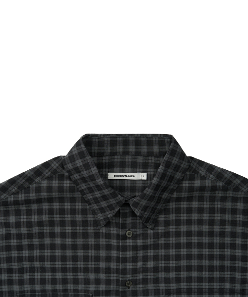 TWO POCKET SQUARE CHECK HALF SHIRTS (SAGE GREY)