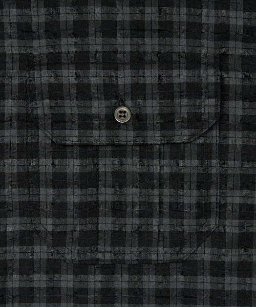 TWO POCKET SQUARE CHECK HALF SHIRTS (SAGE GREY)