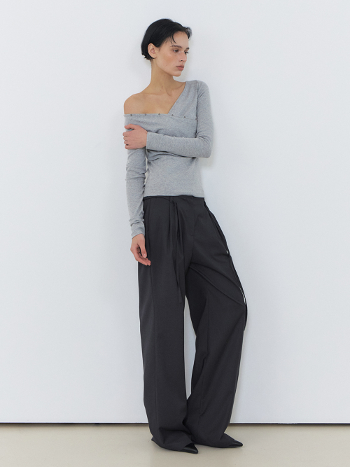 Double Belt Slacks, Charcoal