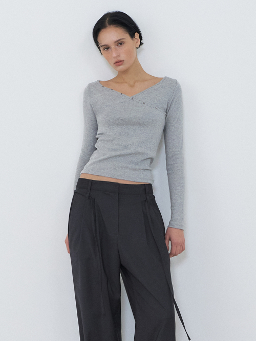 Double Belt Slacks, Charcoal