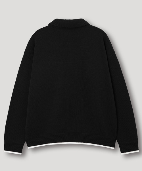 Трикотажный кардиган-жакет с воротником и карманами [Black]