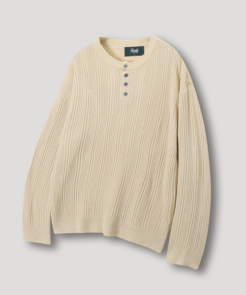 Light рубчик хенли вязаный лонгслив [Beige]