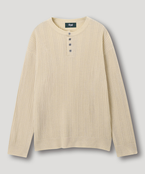 Light рубчик хенли вязаный лонгслив [Beige]