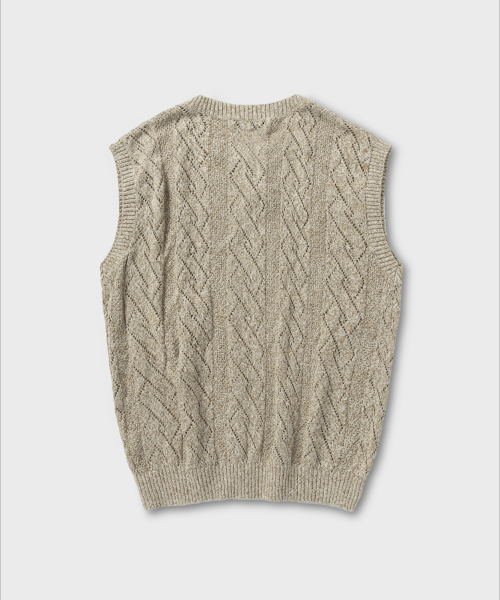 Вязаный жилет кроше_BEIGE