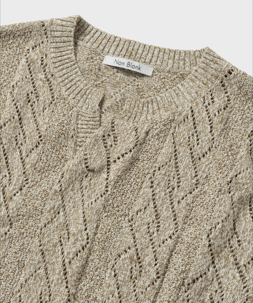 Вязаный жилет кроше_BEIGE