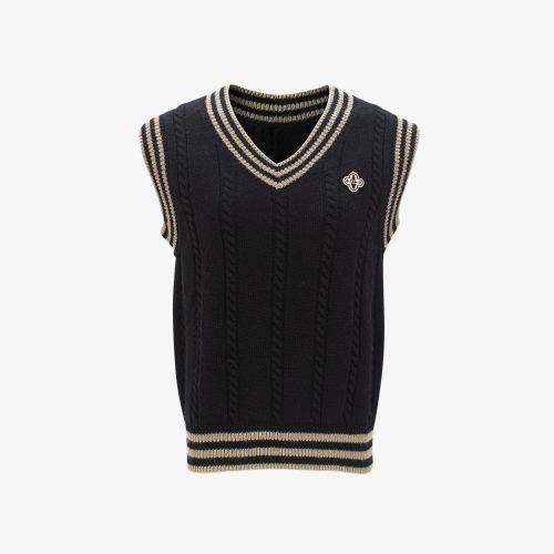 Вязаный жилет с контрастной отделкой (Black)