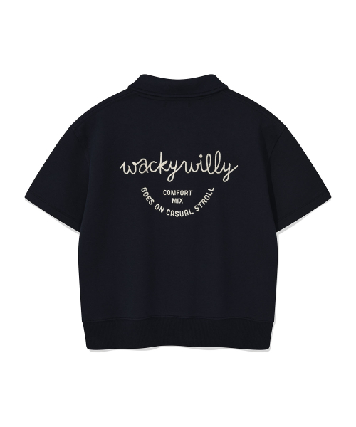Женский полузип-анорак с коротким рукавом и логотипом Dark Navy