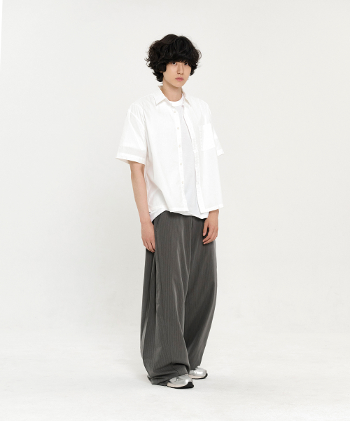 Multi-tuck широкие слаксы [Grey Stripe]