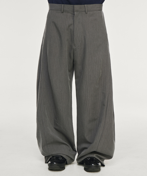 Multi-tuck широкие слаксы [Grey Stripe]