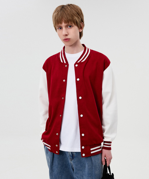 Хлопковый бомбер varsity со вставками Wine