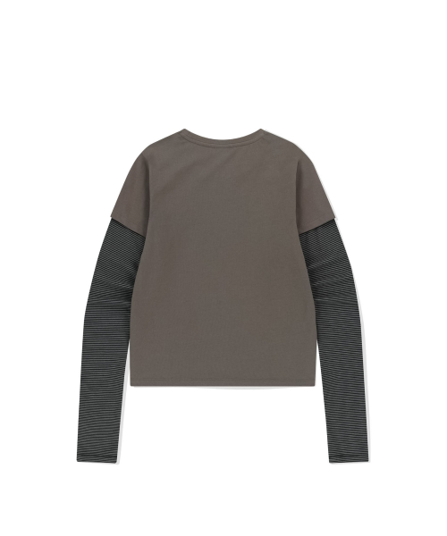 W SUN TOUR Layered L/S Tee Taupe