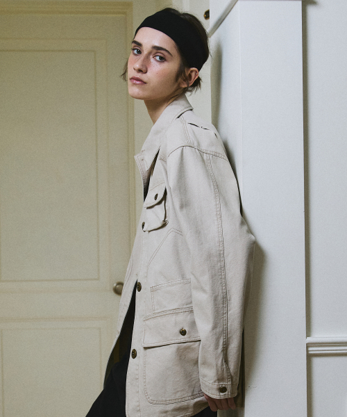 Cotton Utility Jacket (Beige)