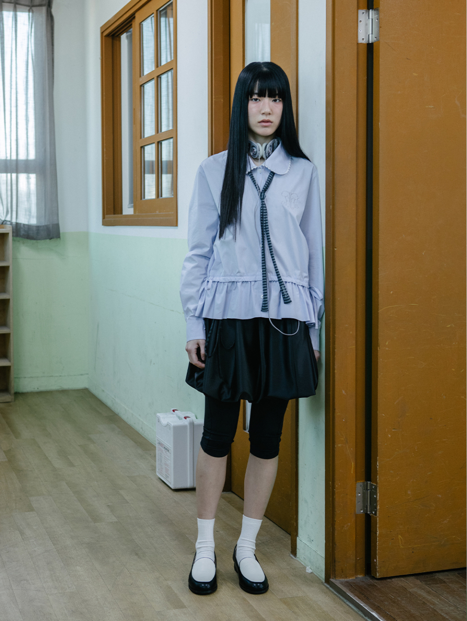 MUSINSA公式 | TUOMIO SATIN BALLOON SKIRT [BLACK]