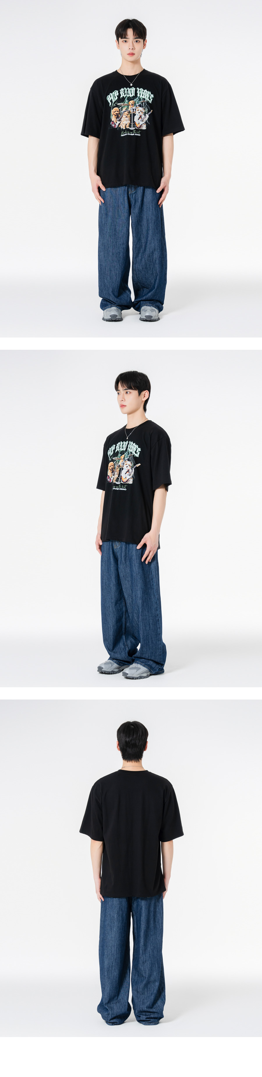 MUSINSA | MOZMOZ Rockmongie Overfit Short Sleeve T-shirt Black