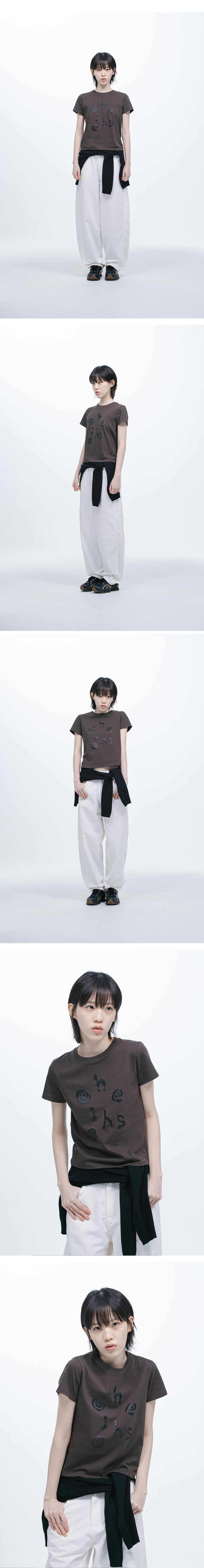 MUSINSA公式 | OHESHIO LOGO SLIM T-SHIRT, DEEP BROWN