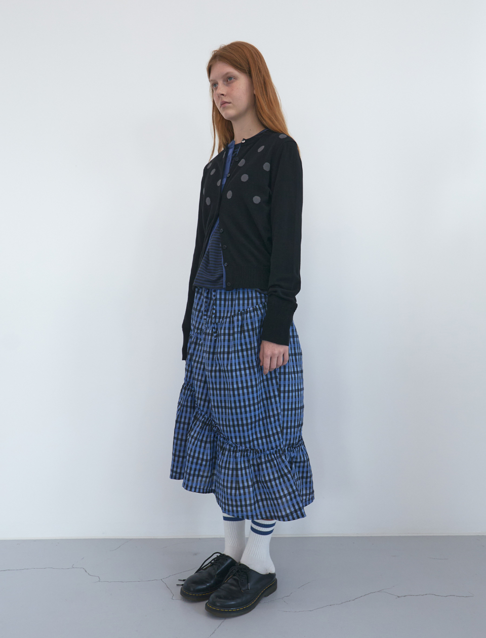 MUSINSA公式 | ENZO BLUES Shirring banding skirt (Blue)