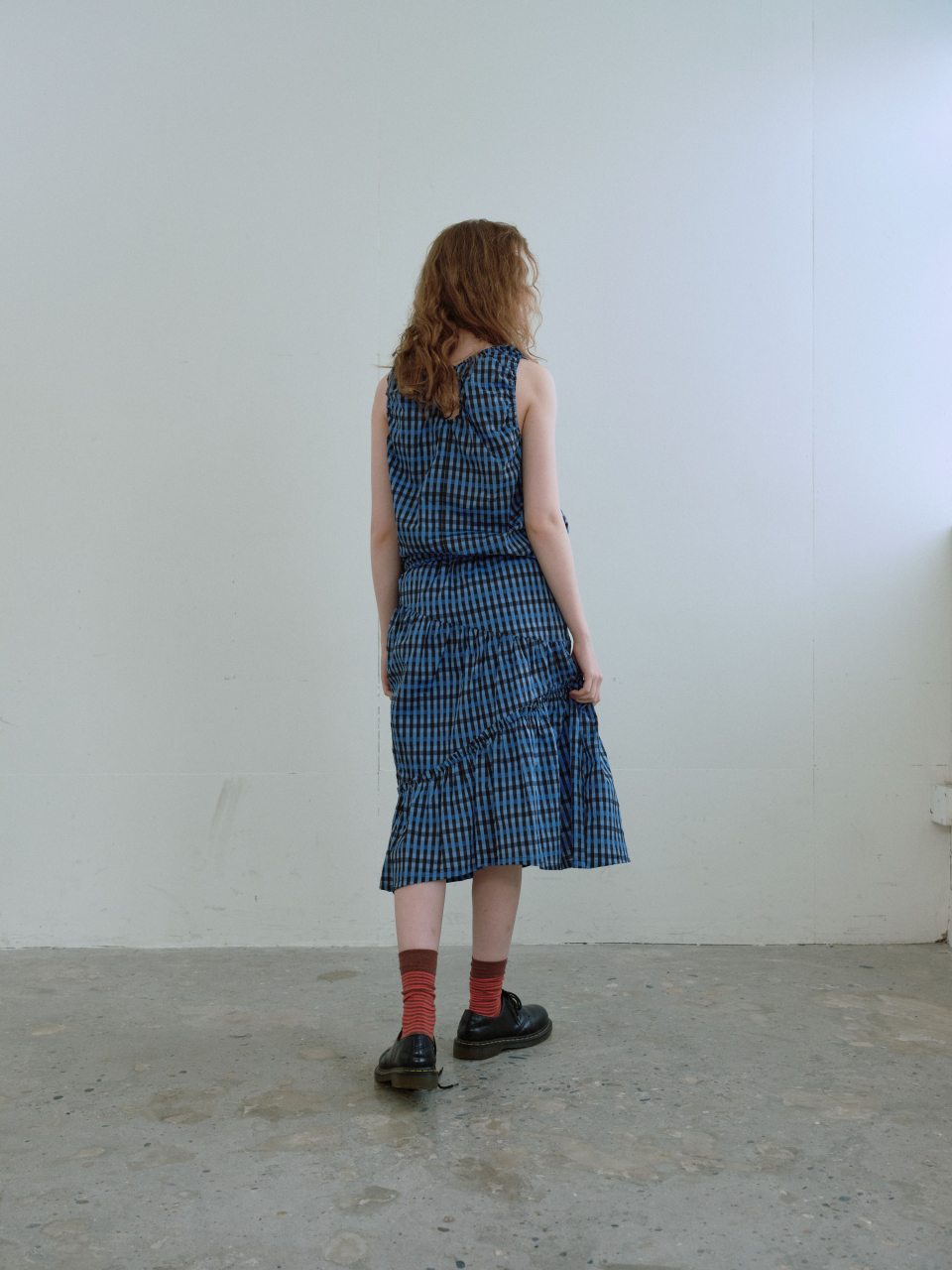 MUSINSA公式 | ENZO BLUES Shirring banding skirt (Blue)