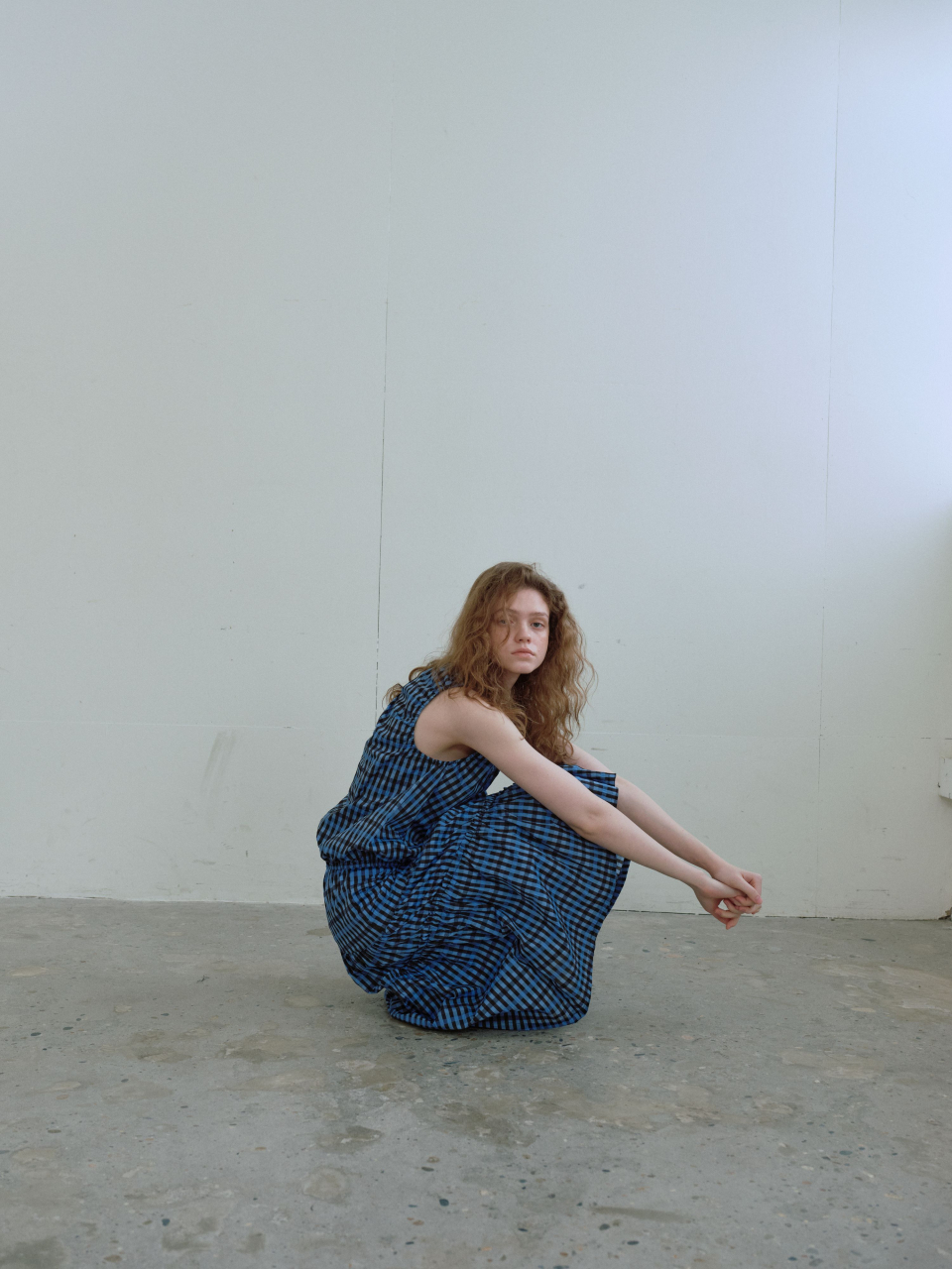 MUSINSA公式 | ENZO BLUES Shirring banding skirt (Blue)