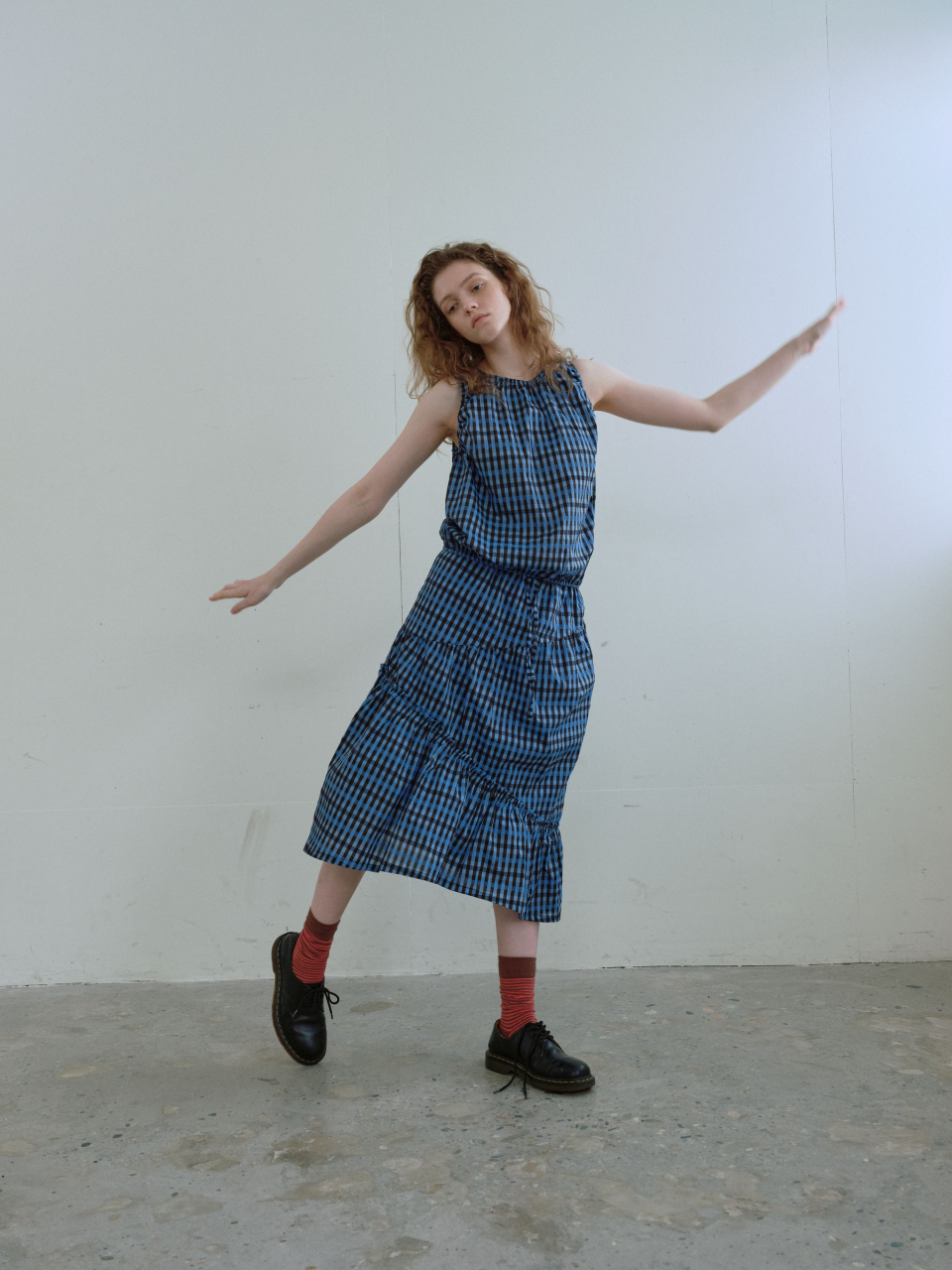 MUSINSA公式 | ENZO BLUES Shirring banding skirt (Blue)