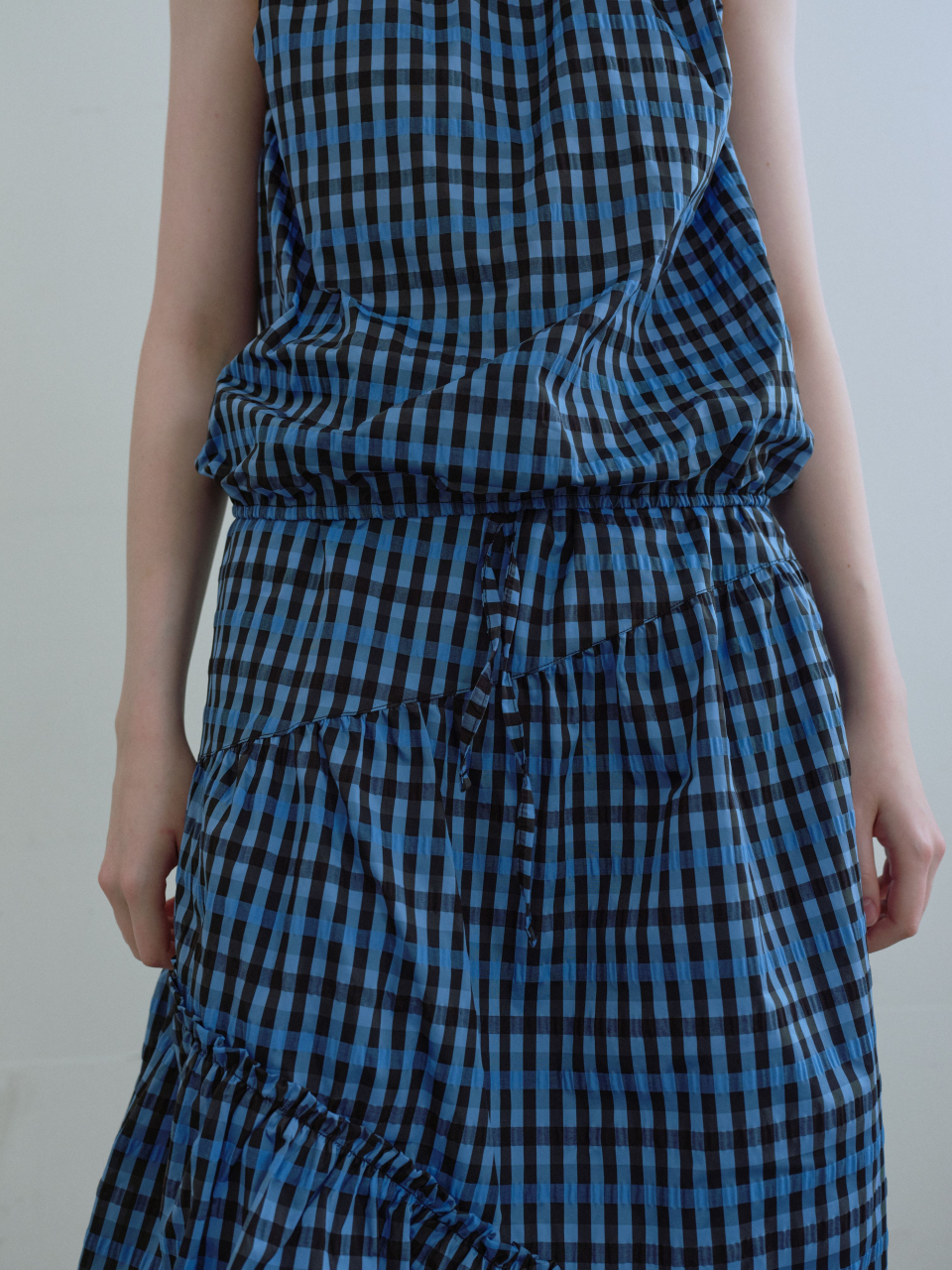 MUSINSA公式 | ENZO BLUES Shirring banding skirt (Blue)