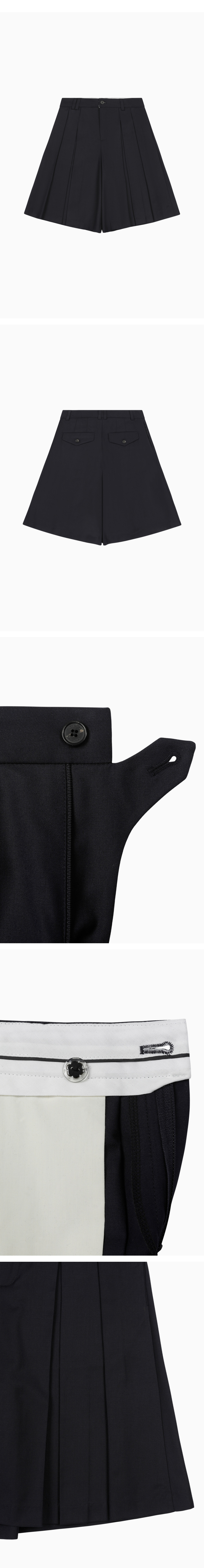 MUSINSA公式 | OHESHIO PLEATS SKIRT MIDI PANTS, NAVY