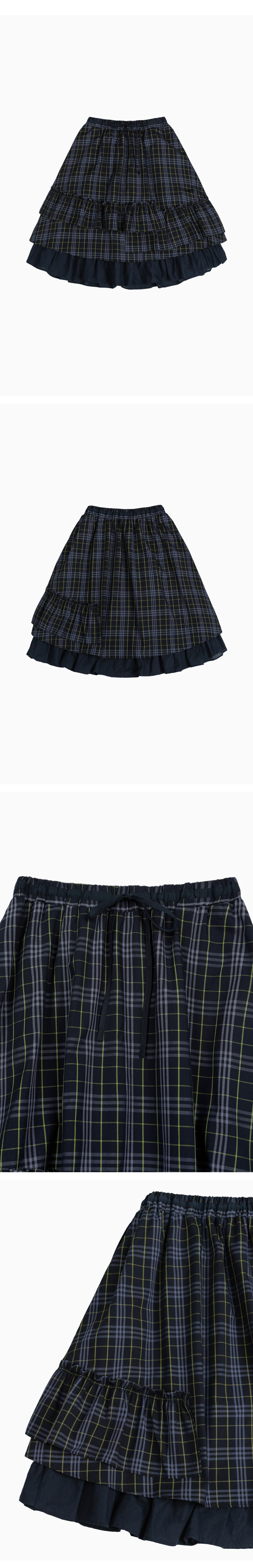 ◇OHESHIO◇ CHECK WRAP SKIRT NAVY Tiger Mini Skirt - Navy - H&O
