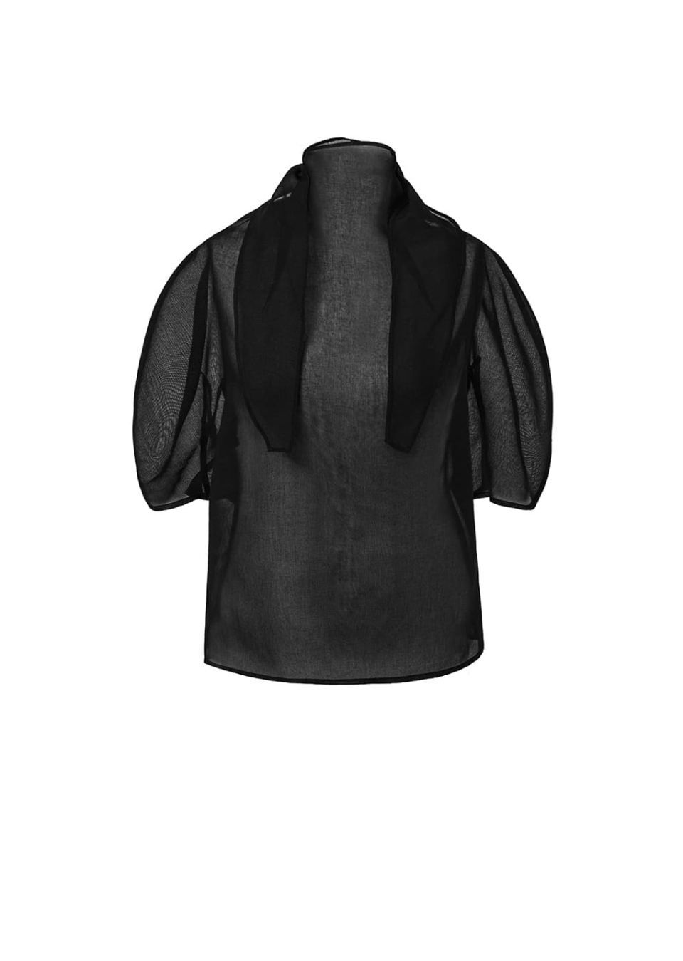 amometo 韓国 Knotted Collar Top, Black AMOMENTO Knotted Collar Top - Black | Garmentory