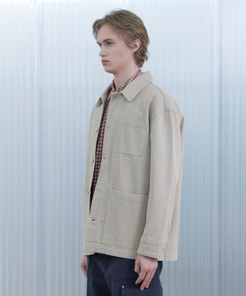 Оверсайз куртка-рабочая из хлопка катион Beige