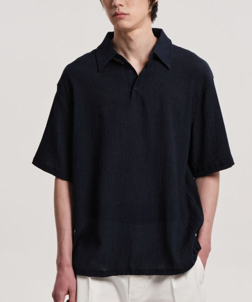 Рубашка поло Wish & Wear из жатого хлопка (Navy)