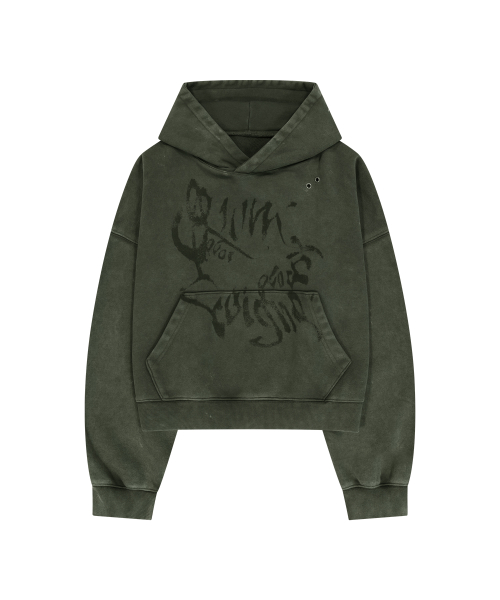 Studded вошед широкое худи [Khaki]