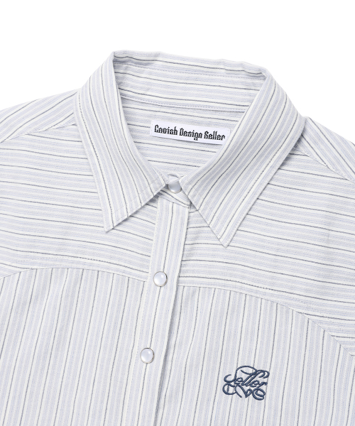 W STRIPED HALF SLEEVE SHIRT BLUE(CV2FMFW362A)