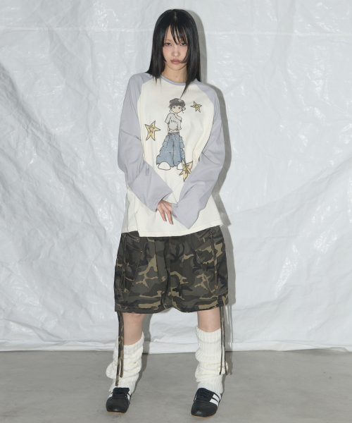 CARGO LETTERING BERMUDA PANTS(KHAKI CAMO) F25QD889