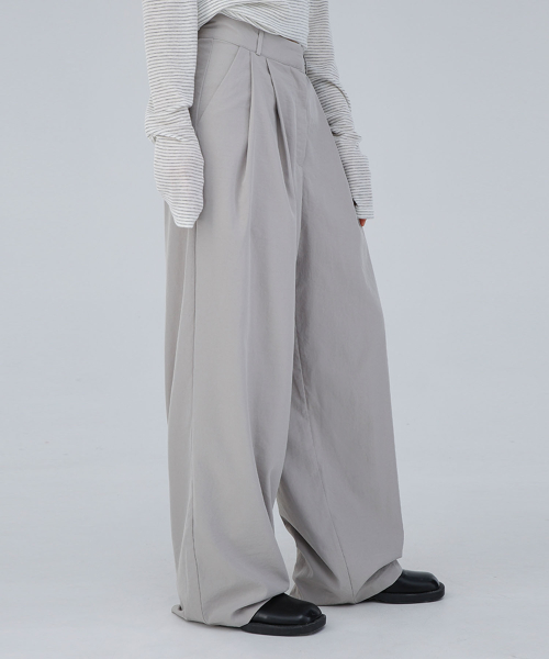 Airy двойная складка широкие слаксы Light Grey