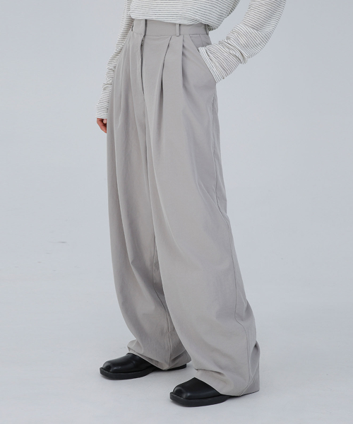 Airy двойная складка широкие слаксы Light Grey