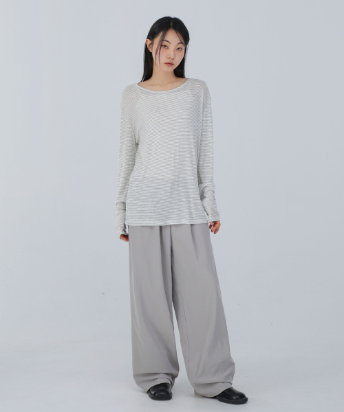 Airy двойная складка широкие слаксы Light Grey