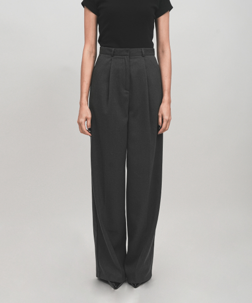 Женские high-waist pintuck широкие слаксы деловые брюки (3 цвета)