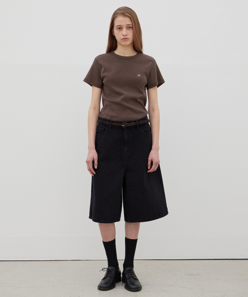 Relaxed Wide Bermuda Denim - чёрный