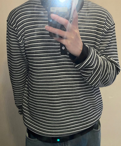 Pencil Stripe хенли вязаный лонгслив_Black