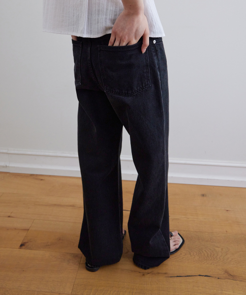 Kintra straight washing denim_BLACK