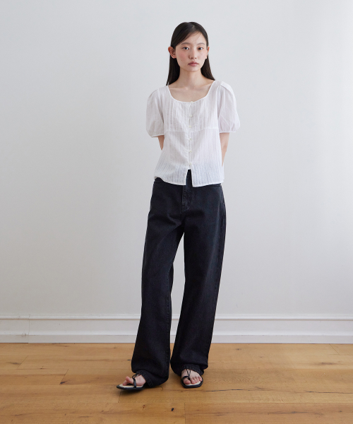 Kintra straight washing denim_BLACK