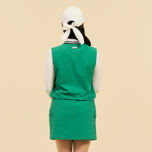 Женский V-neck базовый гольф жилет Green