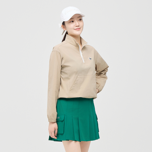 Женская ветровка анорак с высоким горлом Beige