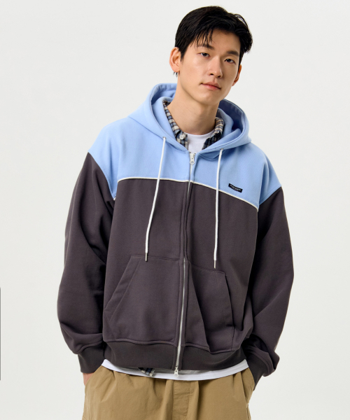 Color Block Hood Zip-Up (голубой)