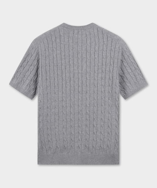 Хлопковый кабельный crew-neck топ с коротким рукавом (Grey) (BBWRMO203AWFM)