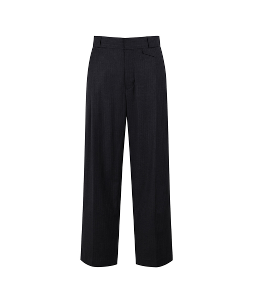 Широкие брюки в полоску с одной складкой (Charcoal Grey)